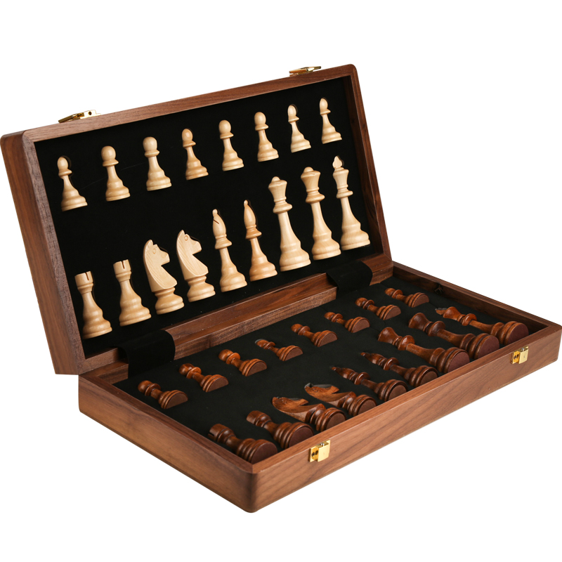 Board Game Yearbook - Schachspiel aus erstklassigem Holz, zusammenklappbar, groß,