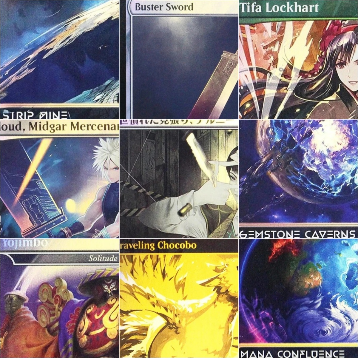 Board Game Quest - Folien-Proxy-Karten 'Yojimbo/Magus Sisters/Buster Sword' TCG, Spielqualität,